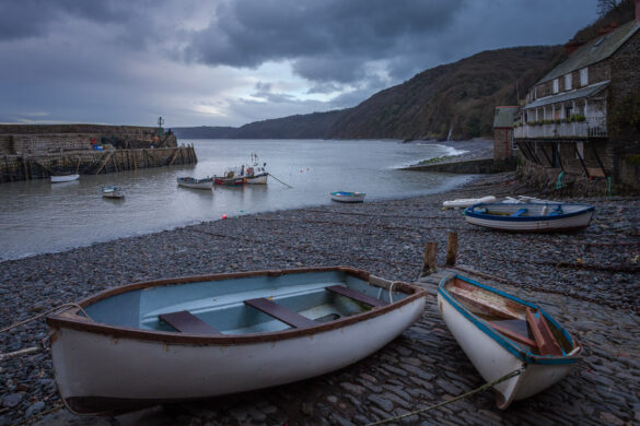 A wintry evening in Clovelly harbour