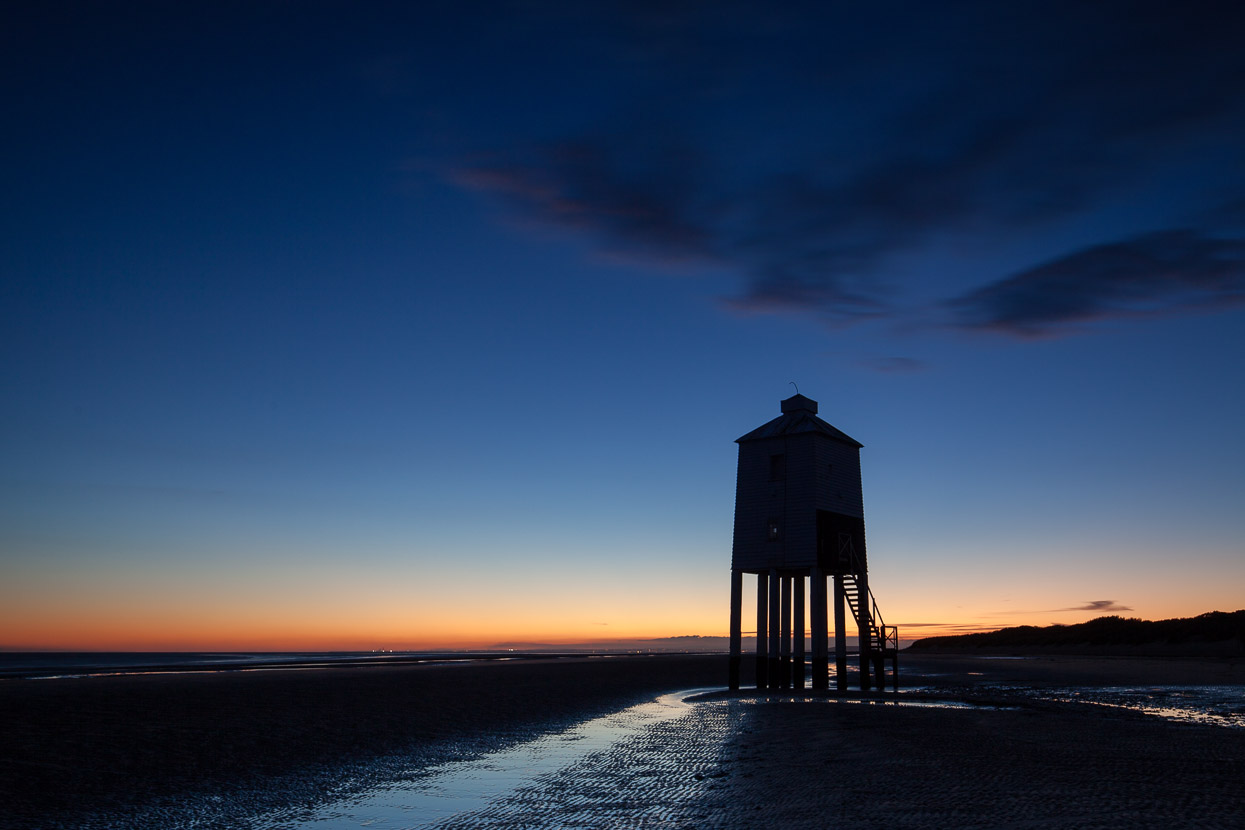 Low Lighthouse at Burnham-on-sea in Somerset at dusk by David Gibbeson