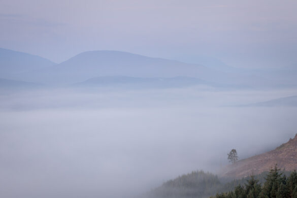 The morning mist totally covered loch Garry at Dawn.