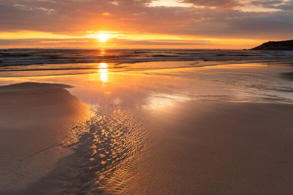 Patterns in the sand at Combesgate beach at sunset - david gibbeson photography