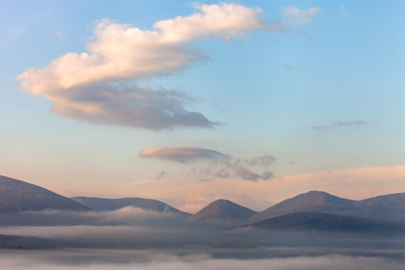 Sunrise clouds over the Scottish mountains